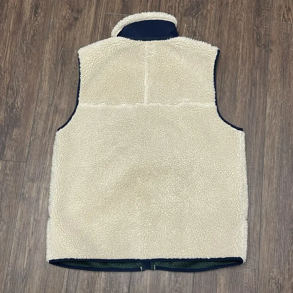 J.Crew Nordic Fleece Vest Men’s Large Sherpa Lined Beige Zip Front Outdoor